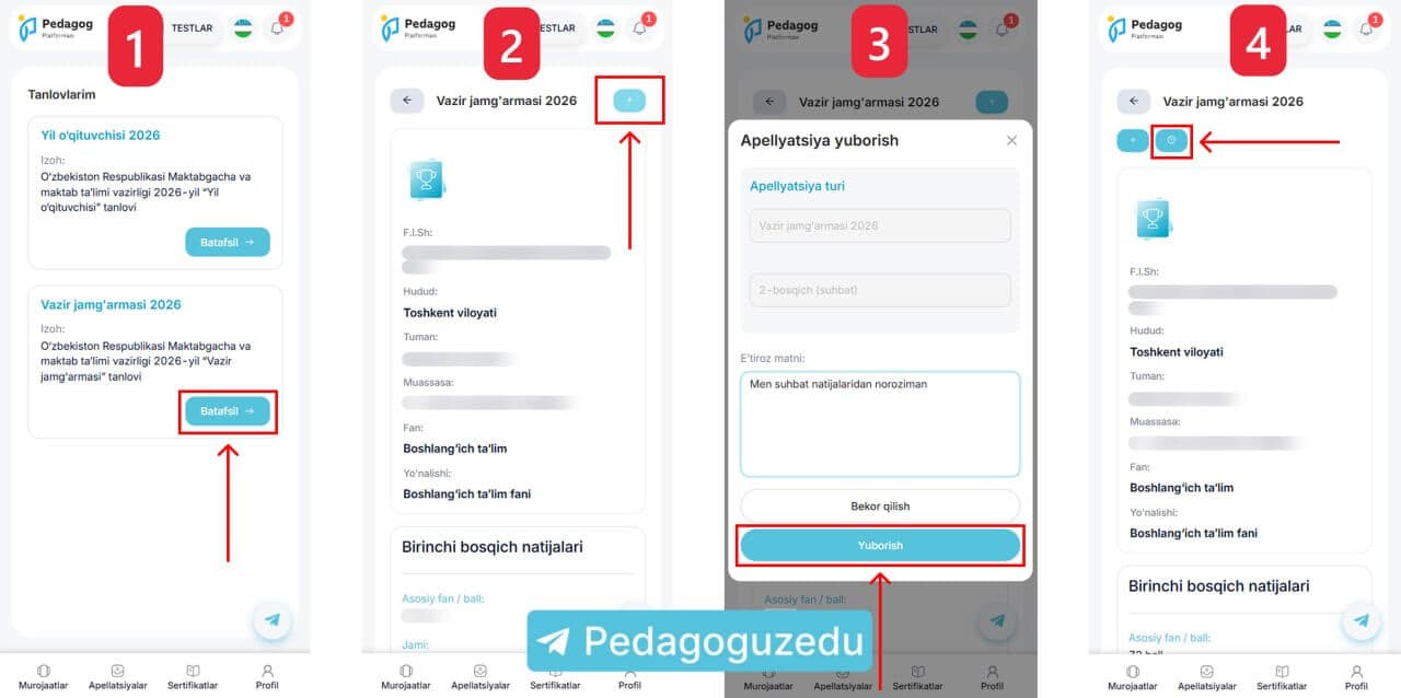 Vazir ustamasi bo‘yicha apellyatsiya yuborish ochildi