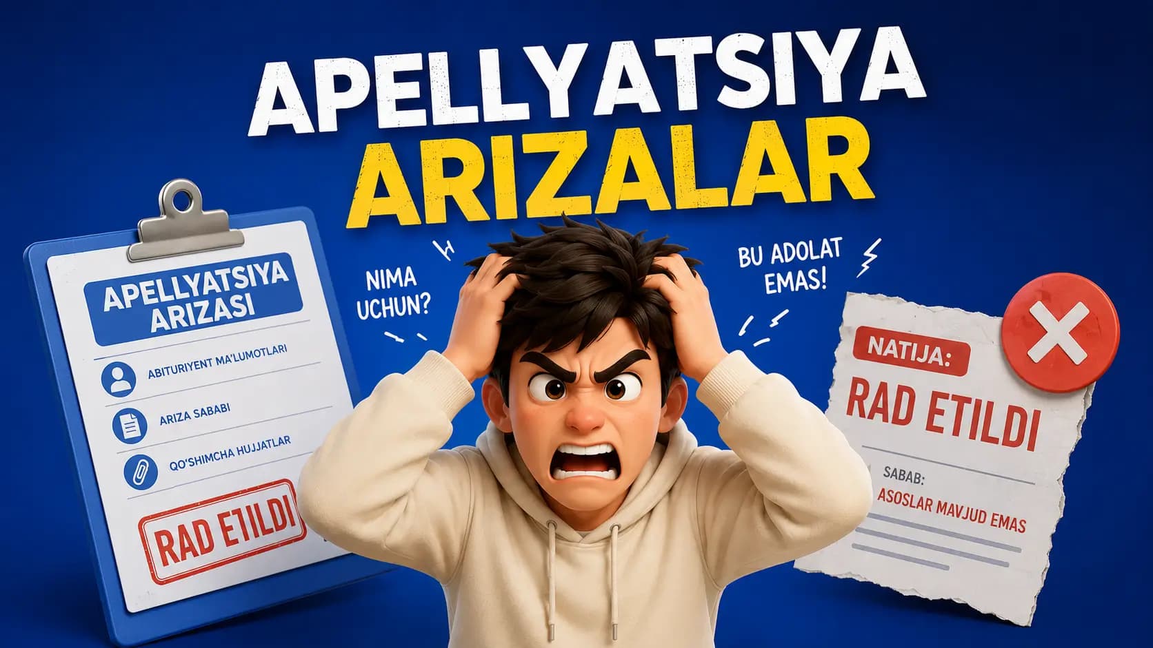 Apellyatsiya arizalari 15-24-avgust kunlari qabul qilinadi
