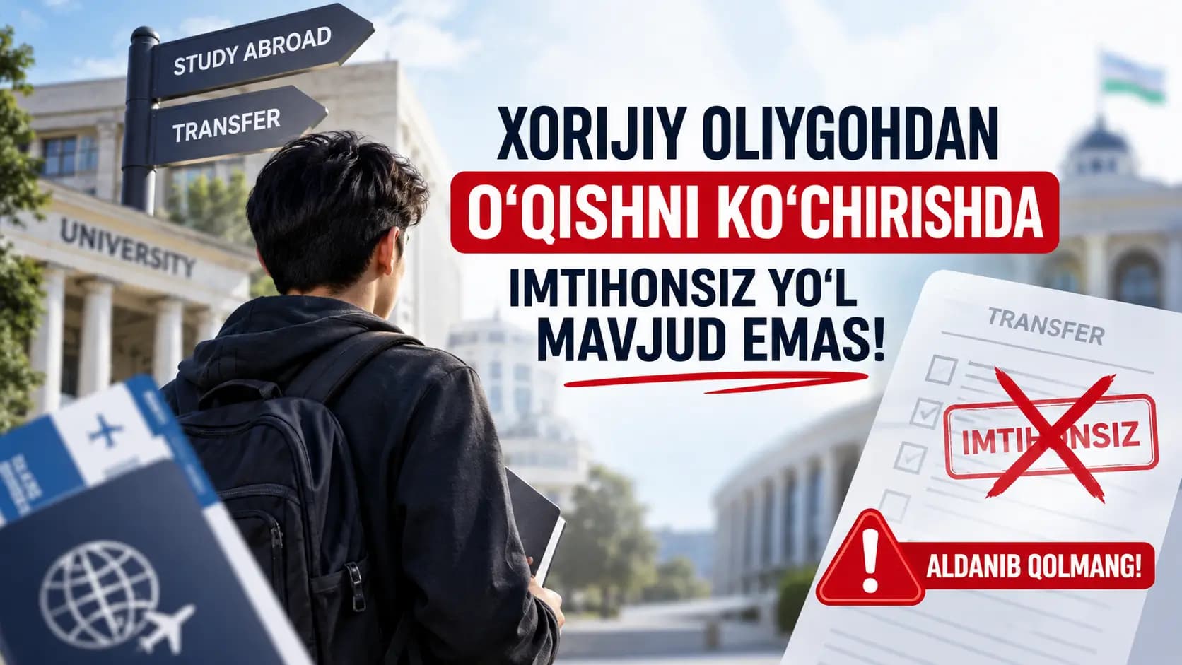 Xorijiy oliygohdan o’qishni ko’chirishda imtihonsiz yo’l mavjud emas