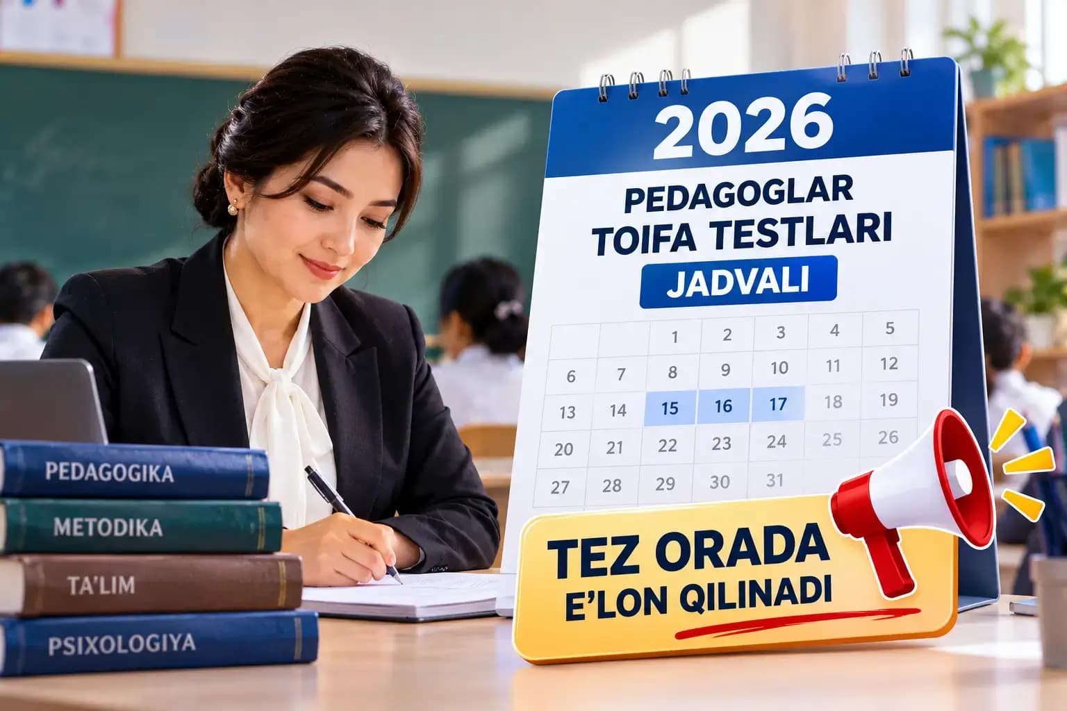 2026-yil pedagoglar toifa testlari jadvali tez orada e’lon qilinadi