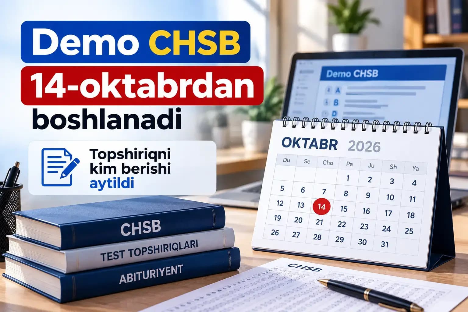 Demo CHSB 14-oktabrdan boshlanadi, topshiriqni kim berishi aytildi