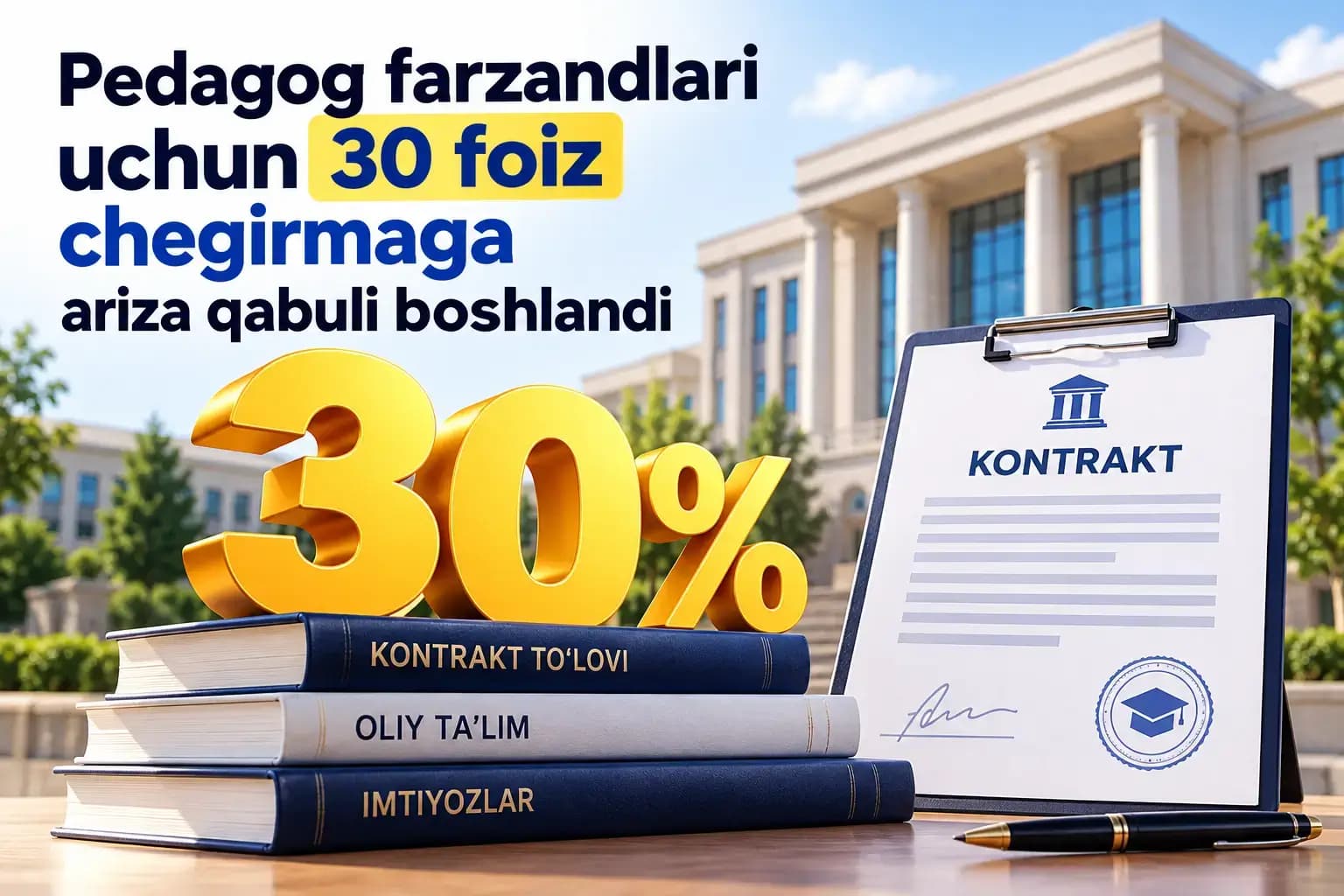 Pedagog farzandlari uchun 30 foiz chegirmaga ariza qabuli boshlandi