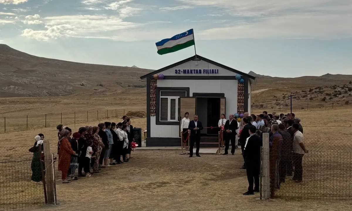 Navoiydagi chekka qishloqda 3 o‘quvchi uchun yangi maktab ishga tushdi