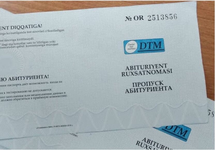 Abituriyentlar ruxsatnomasi: 4-5 kun ichida shakllantiriladi