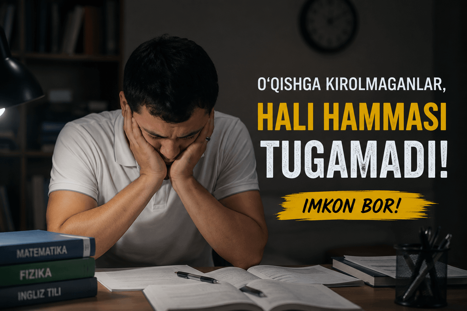 O‘qishga kirolmagan abituriyentlar vakant o‘rinlar uchun qo‘shimcha tanlovda ishtirok etishi mumkin.